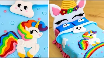 کیک تولد با تم تخت خواب یونیکورن برای کودکان