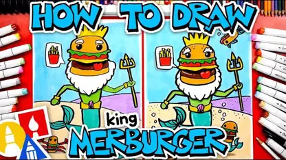 آموزش نقاشی به کودکان - پادشاه همبرگر ها با رنگ آمیزی