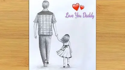 گام طراحی با مداد دختر و پدر
