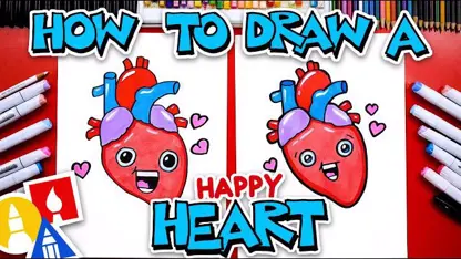 آموزش نقاشی به کودکان - ترسیم یک قلب شاد با رنگ آمیزی