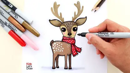 آموزش نقاشی به کودکان - گوزن کریسمسی با رنگ آمیزی
