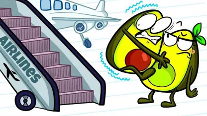 کارتون آووکادو با داستان - ترسیدن از هواپیما