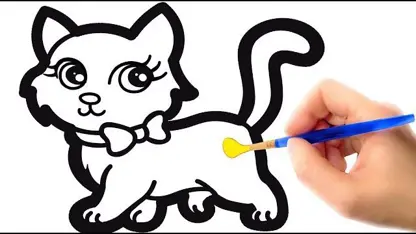 اموزش نقاشی و رنگ امیزی به کودکان با موضوع " بچه گربه"