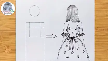 اموزش طراحی با مداد برای مبتدیان - دختر با لباس زیبا