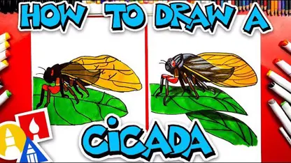 آموزش نقاشی به کودکان - حشره cicada با رنگ آمیزی