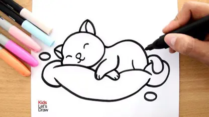 آموزش نقاشی به کودکان - نحوه کشیدن بچه گربه با رنگ آمیزی
