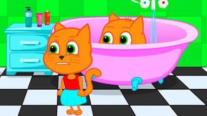 کارتون خانواده گربه این داستان - برادر در حمام پنهان شده