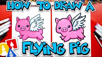 آموزش نقاشی به کودکان - خوک پرنده بامزه با رنگ آمیزی