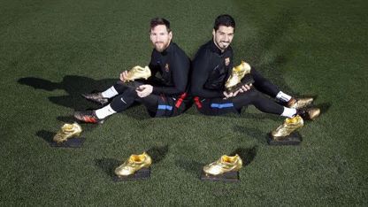 کلیپی از مسی و سوارز با کفش های طلاییشان !
