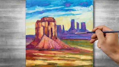 آموزش نقاشی با رنگ روغن برای مبتدیان - نقاشی منظره دره