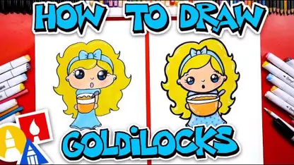 آموزش نقاشی به کودکان - یک دختر با مو طلایی با رنگ امیزی
