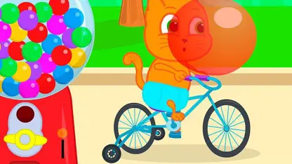 کارتون خانواده گربه این داستان - ماشین آدامس روی دوچرخه