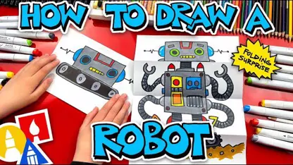 آموزش نقاشی به کودکان - سورپرایز تاشو ربات با رنگ آمیزی