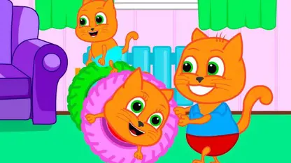 کارتون خانواده گربه با داستان - چرخهای رنگین کمان