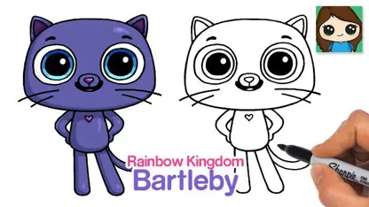 آموزش نقاشی به کودکان - ترسیم گربه بارتلبی با رنگ آمیزی
