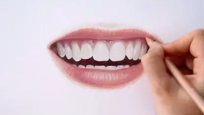 طراحی و رنگ امیزی لب و دهان با مداد رنگی