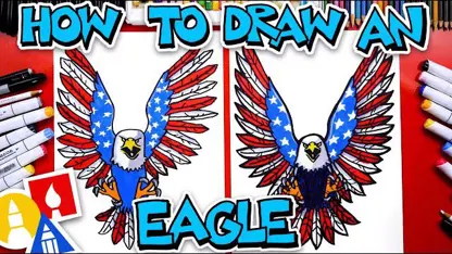 آموزش نقاشی به کودکان - عقاب میهن پرست با رنگ آمیزی