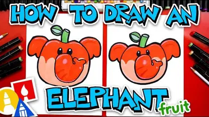 آموزش نقاشی به کودکان - یک میوه فیل با رنگ آمیزی