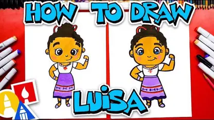 آموزش نقاشی به کودکان - لویزا از encanto با رنگ آمیزی