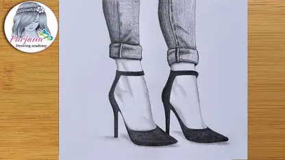 آموزش طراحی با مداد برای مبتدیان - کفش پاشنه بلند و شلوار جین