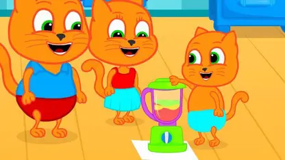 کارتون خانواده گربه با داستان - میکسر رنگین کمان