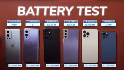 مقایسه باتری گوشی های وان پلاس 9 پرو  و گلکسی s21 و آیفون 12