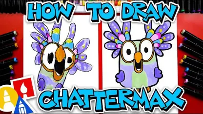 آموزش نقاشی به کودکان - رسم chattermax با رنگ آمیزی