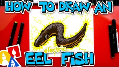 آموزش نقاشی به کودکان - یک ماهی مارماهی با رنگ آمیزی