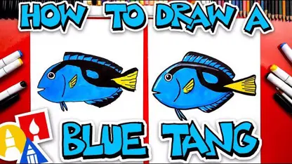 آموزش نقاشی به کودکان - ترسیم ماهی آبی با رنگ آمیزی