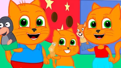کارتون خانواده گربه با داستان - نمایش عروسکی دستی