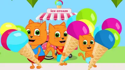 کارتون خانواده گربه با داستان - بستنی رنگین کمانی بزرگ