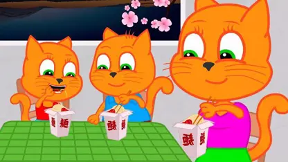 کارتون خانواده گربه این داستان - رستوران ژاپنی