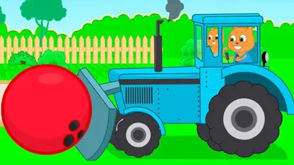 کارتون خانواده گربه این داستان - بولینگ روی تراکتور آبی