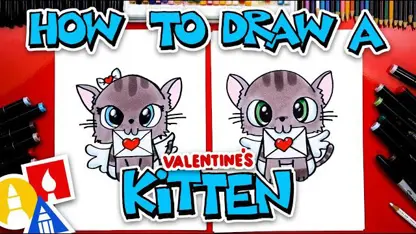 آموزش نقاشی به کودکان - یک بچه گربه ناز 2 با رنگ آمیزی