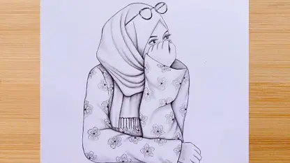 آموزش طراحی با مداد برای مبتدیان - یک دختر زیبا با حجاب