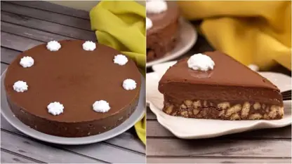 طرز تهیه کیک خامه ای شکلاتی خوشمزه بدون پخت