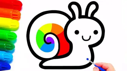 آموزش نقاشی به کودکان - یک حلزون بامزه با رنگ آمیزی