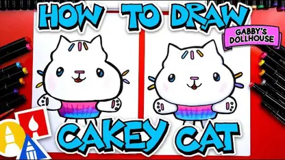 آموزش نقاشی به کودکان - گربه کیکی با رنگ آمیزی