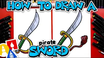 آموزش نقاشی به کودکان - شمشیر دزدان دریایی با رنگ آمیزی