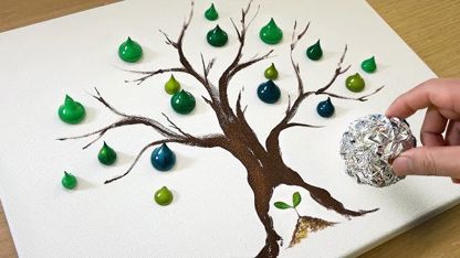 آموزش نقاشی آسان برای مبتدیان - یک درخت در حال رشد