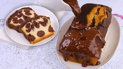 طرز تهیه کیک پوند دو رنگ در یک ویدیو
