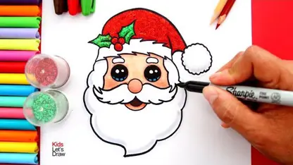 نقاشی کودکانه "بابا نوئل و کریسمس" در چند دقیقه