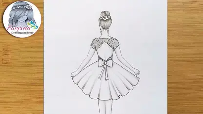 آموزش طراحی با مداد برای مبتدیان - دختری با لباس مجلسی