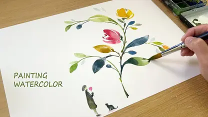آموزش نقاشی - نقاشی آبرنگ ساده برگ برای سرگرمی