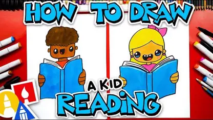 آموزش نقاشی به کودکان - کودک کتابخوان با رنگ آمیزی