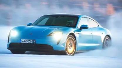 تست رانندگی پورشه تایکان 4s مدل 2020 روی برف