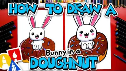 آموزش نقاشی به کودکان - خرگوش و دونات با رنگ آمیزی