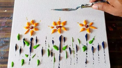 اموزش نقاشی ابستره با موضوع " گل های افتابگردان"