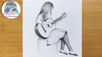 آموزش طراحی با مداد برای مبتدیان - دختر گیتار زن