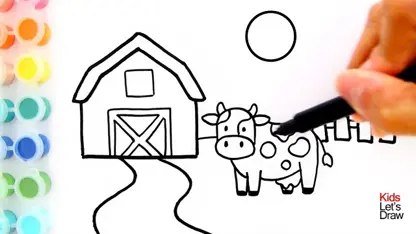 کودکان یک گاو در طویله در یک نگاه